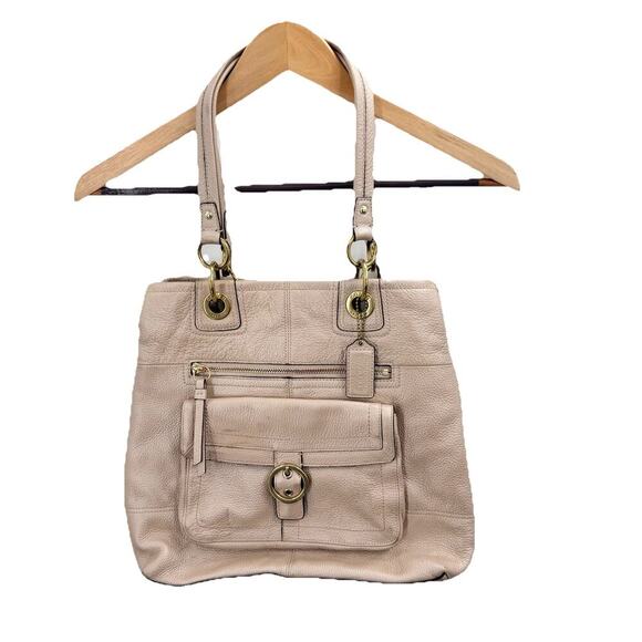 Coach Handbags - COACH PENELOPE Champagne Pebbled Leather Buckle Tote Shoulder Handbag F-18890